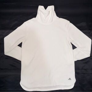 adidas White Turtleneck Fleece Pullover